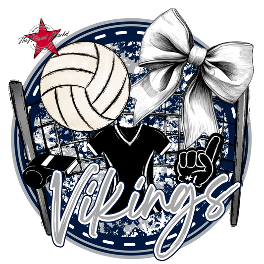 Vikings Circle Volleyball Design-Navy-Grey