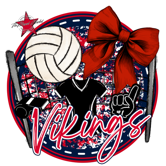 Vikings Circle Volleyball Design-Navy-Red