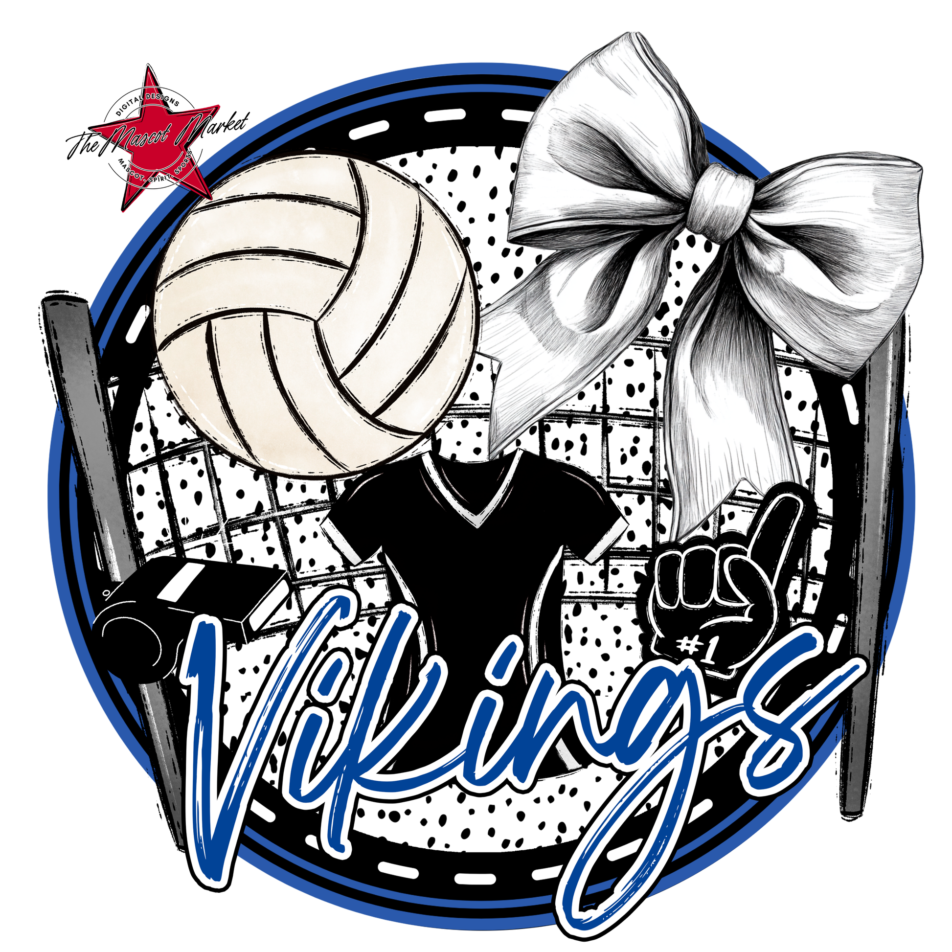 Vikings Circle Volleyball Design-Off Blue