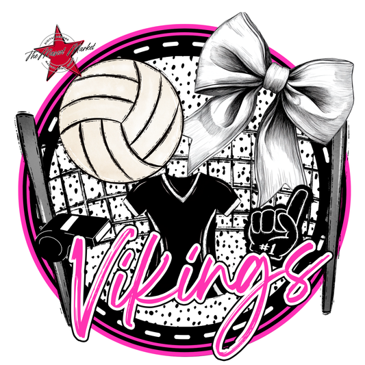 Vikings Circle Volleyball Design-Pink