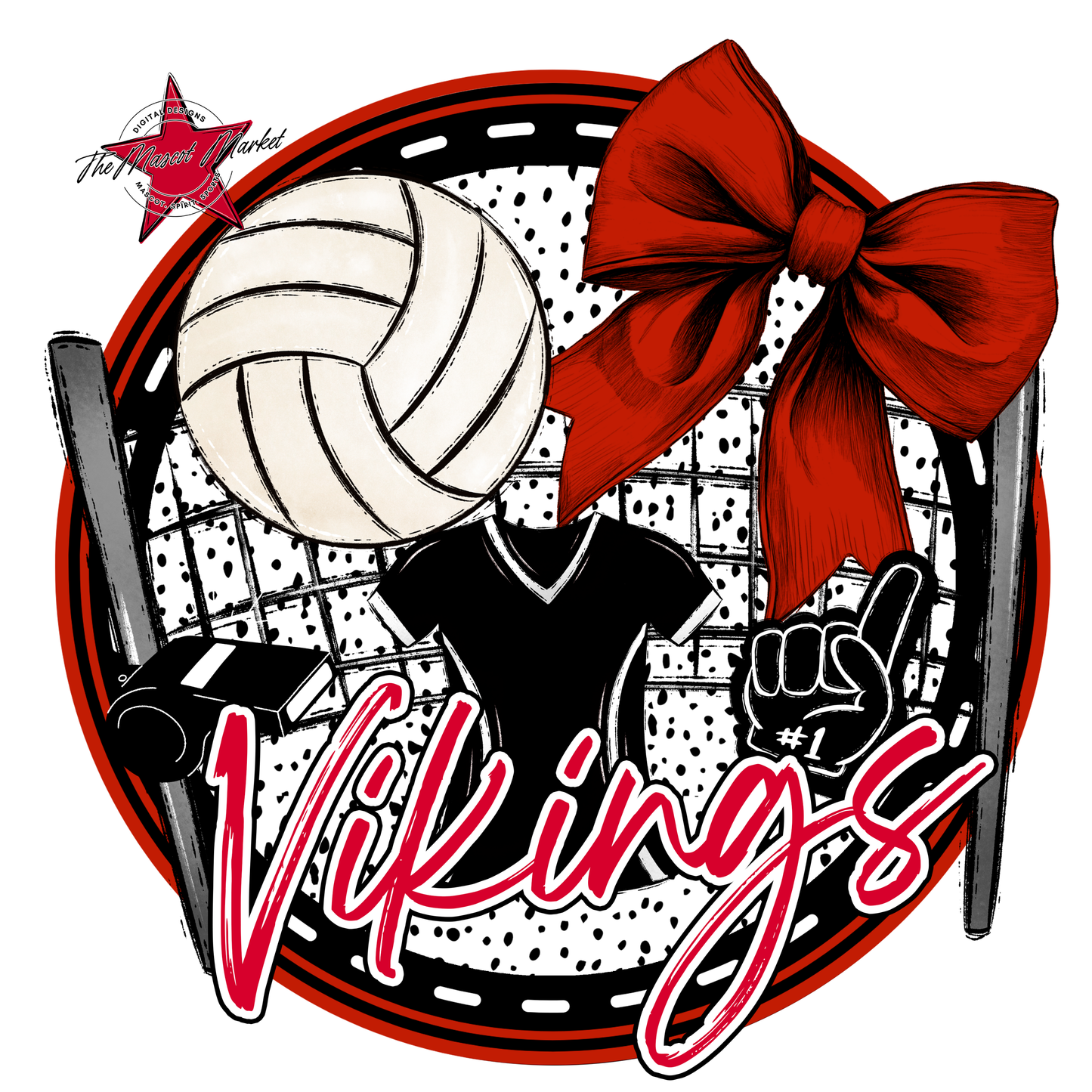 Vikings Circle Volleyball Design-Red