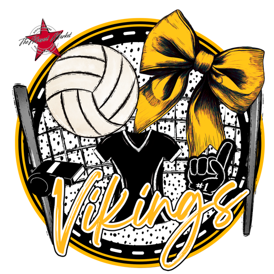 Vikings Circle Volleyball Design-Yellow