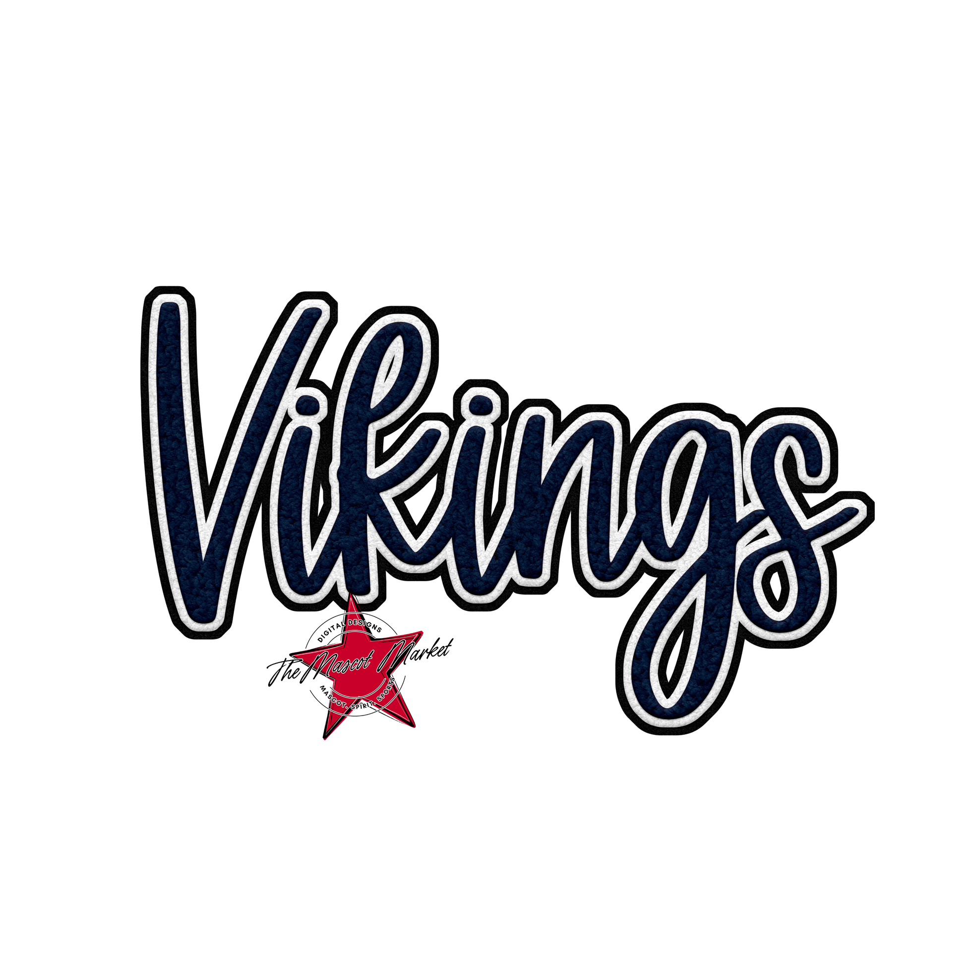 Vikings Faux Chenille Patch-Navy