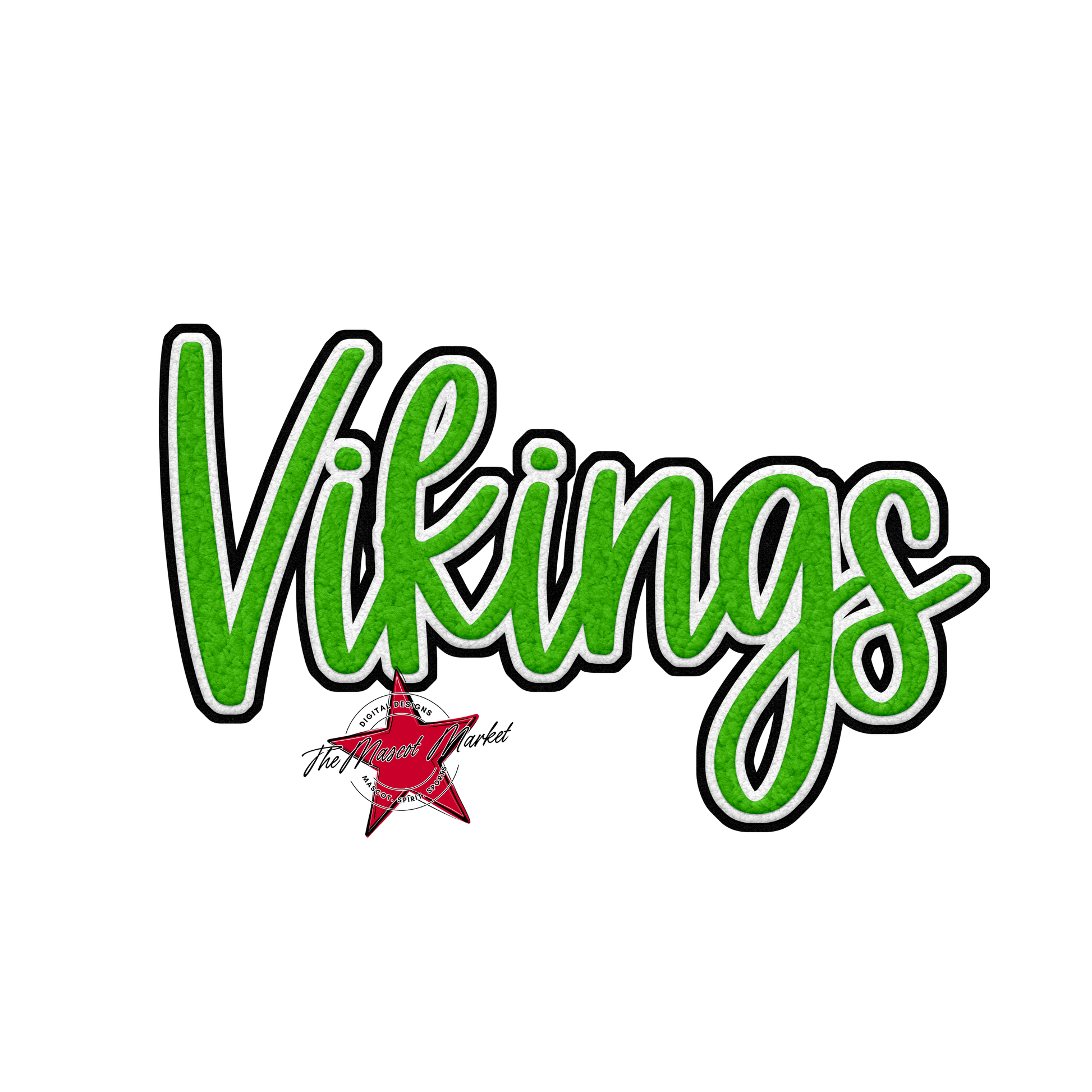 Vikings Faux Chenille Patch-Bright Green