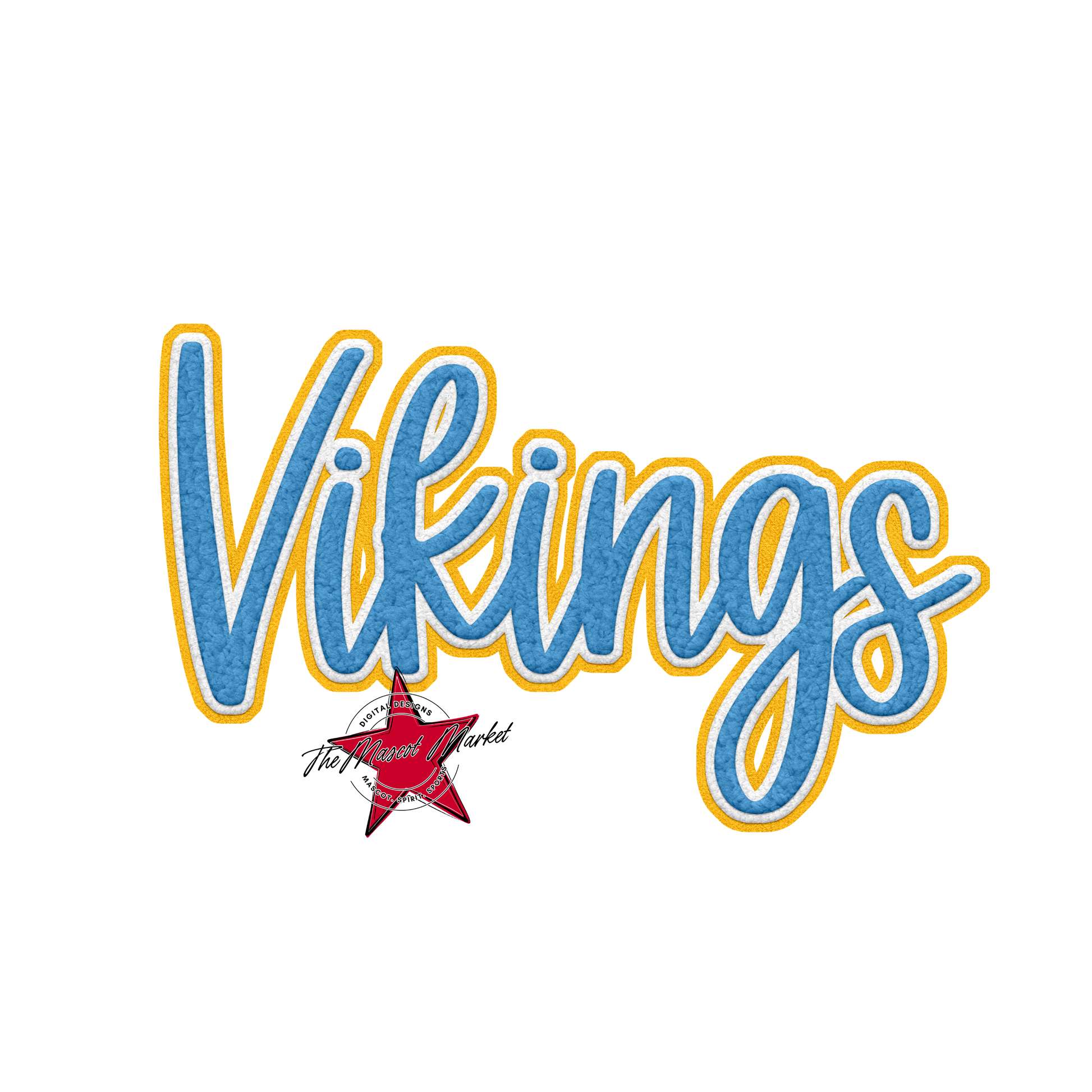 Vikings Faux Chenille Patch-Carolina Blue-Yellow
