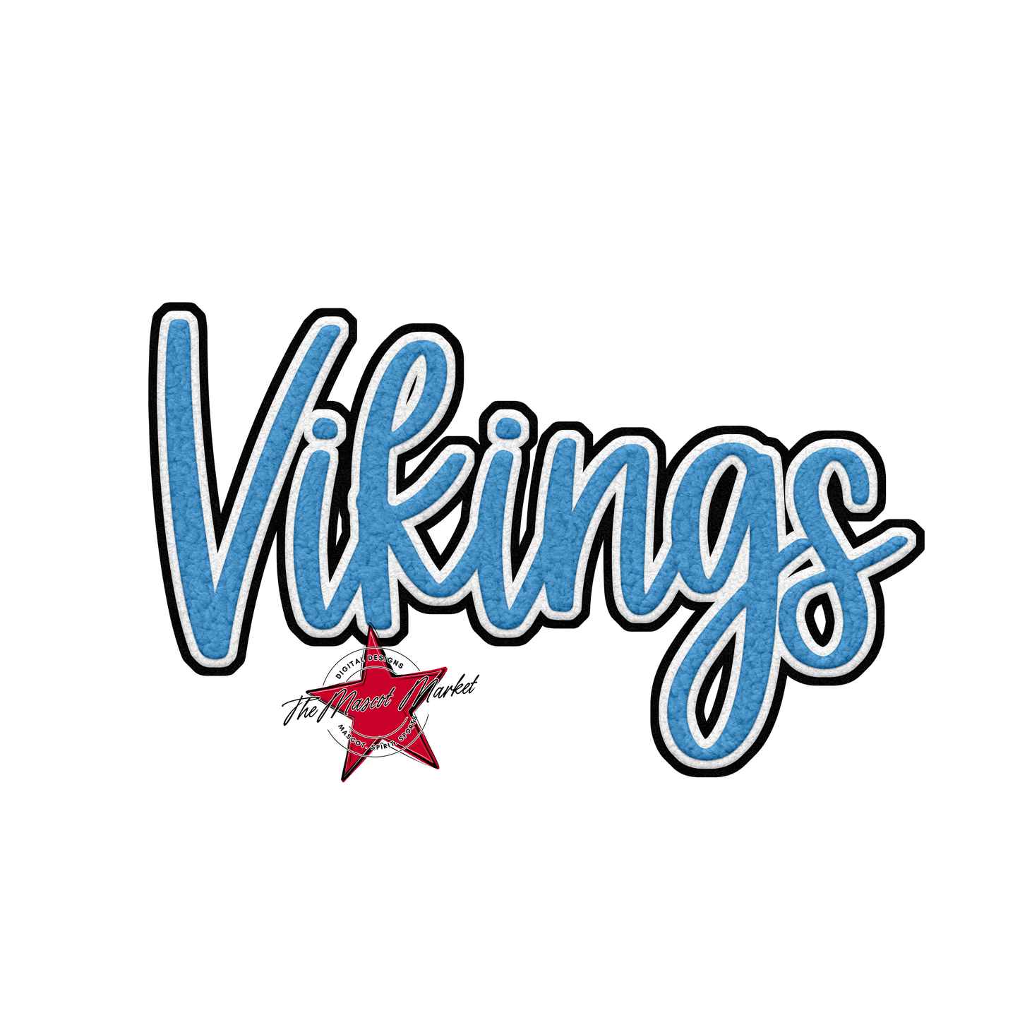 Vikings Faux Chenille Patch-Carolina Blue