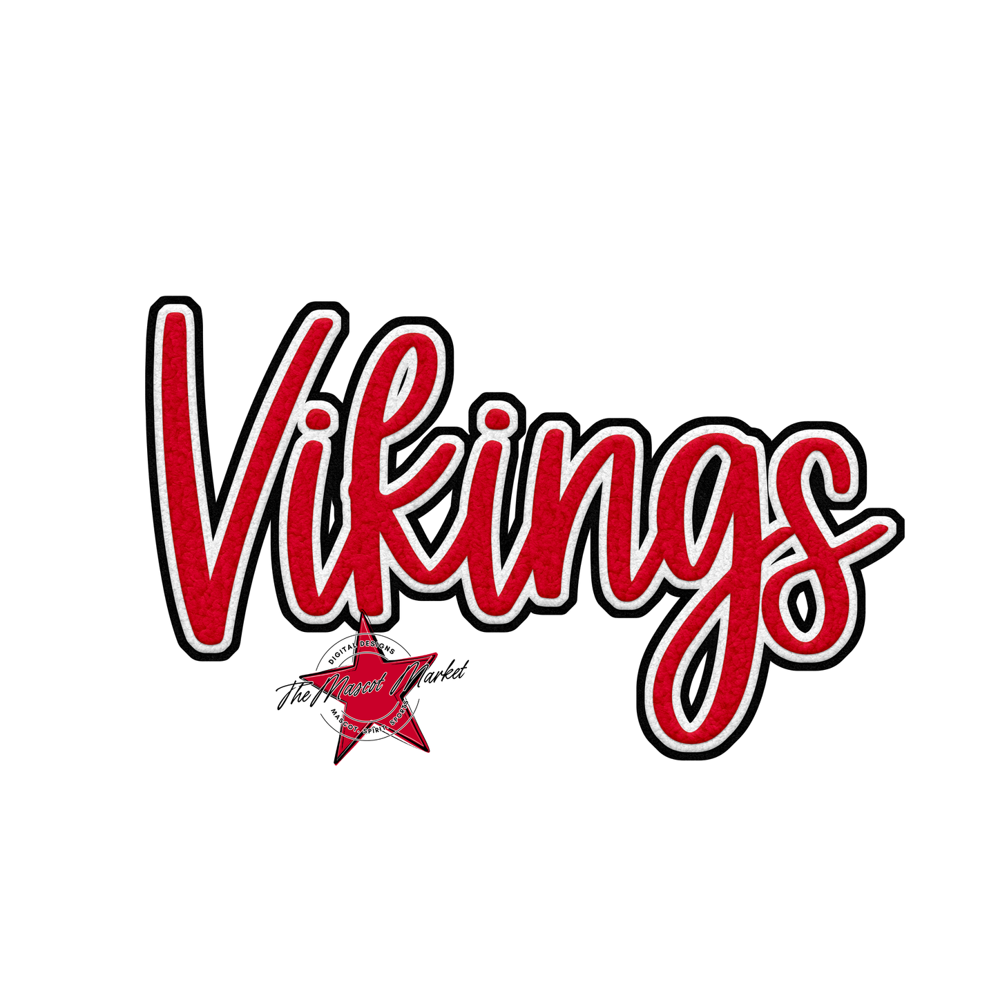 Vikings Faux Chenille Patch-Red