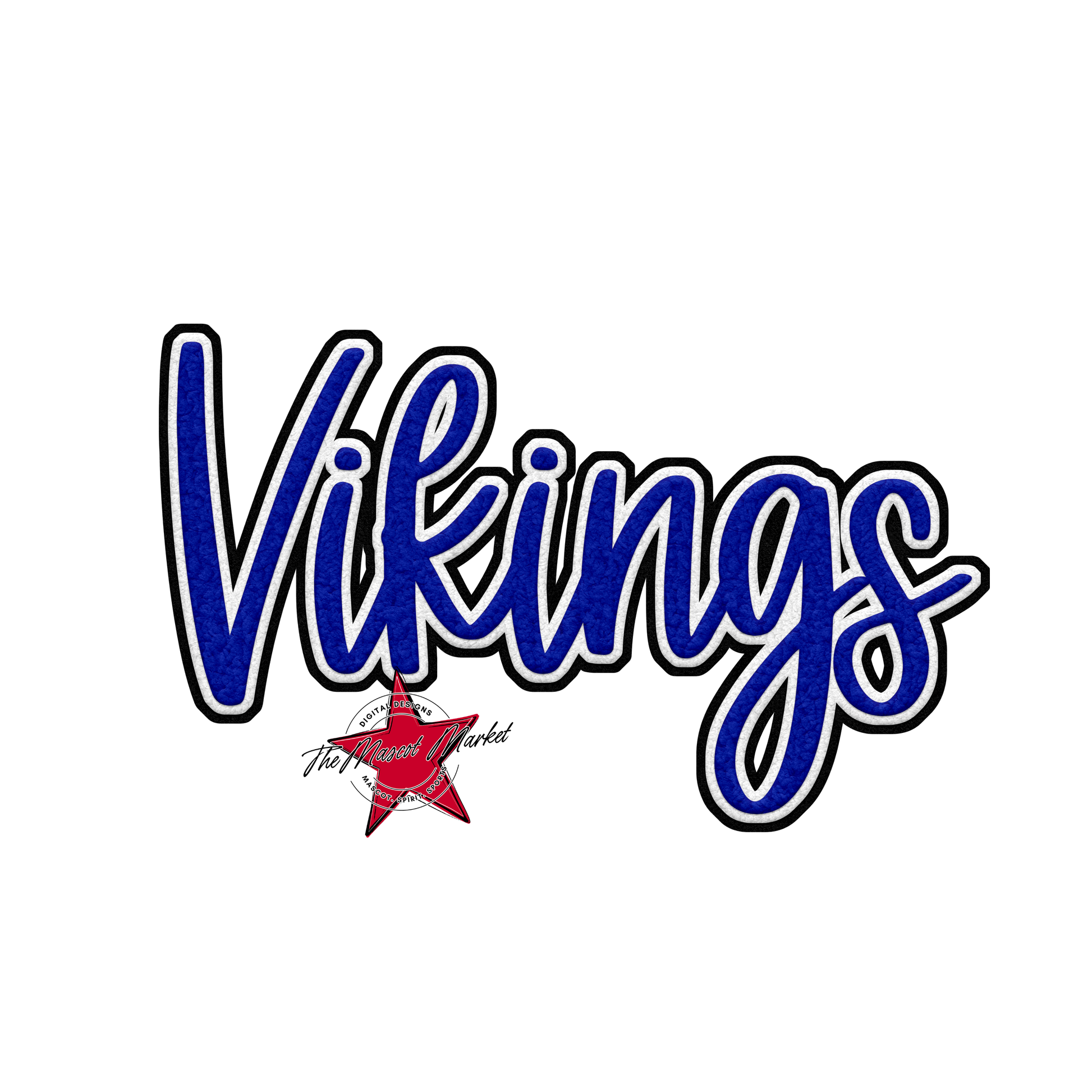 Vikings Faux Chenille Patch-Royal Blue