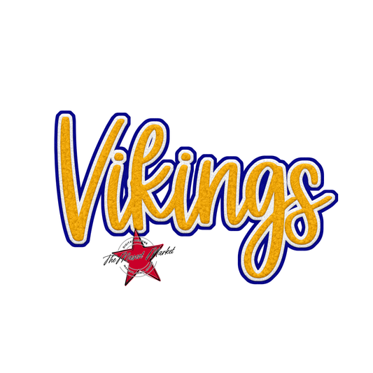 Vikings Faux Chenille Patch-Yellow