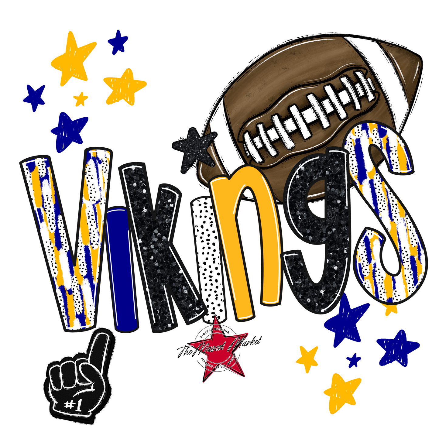 Vikings Football Scrape-Blue-Yellow