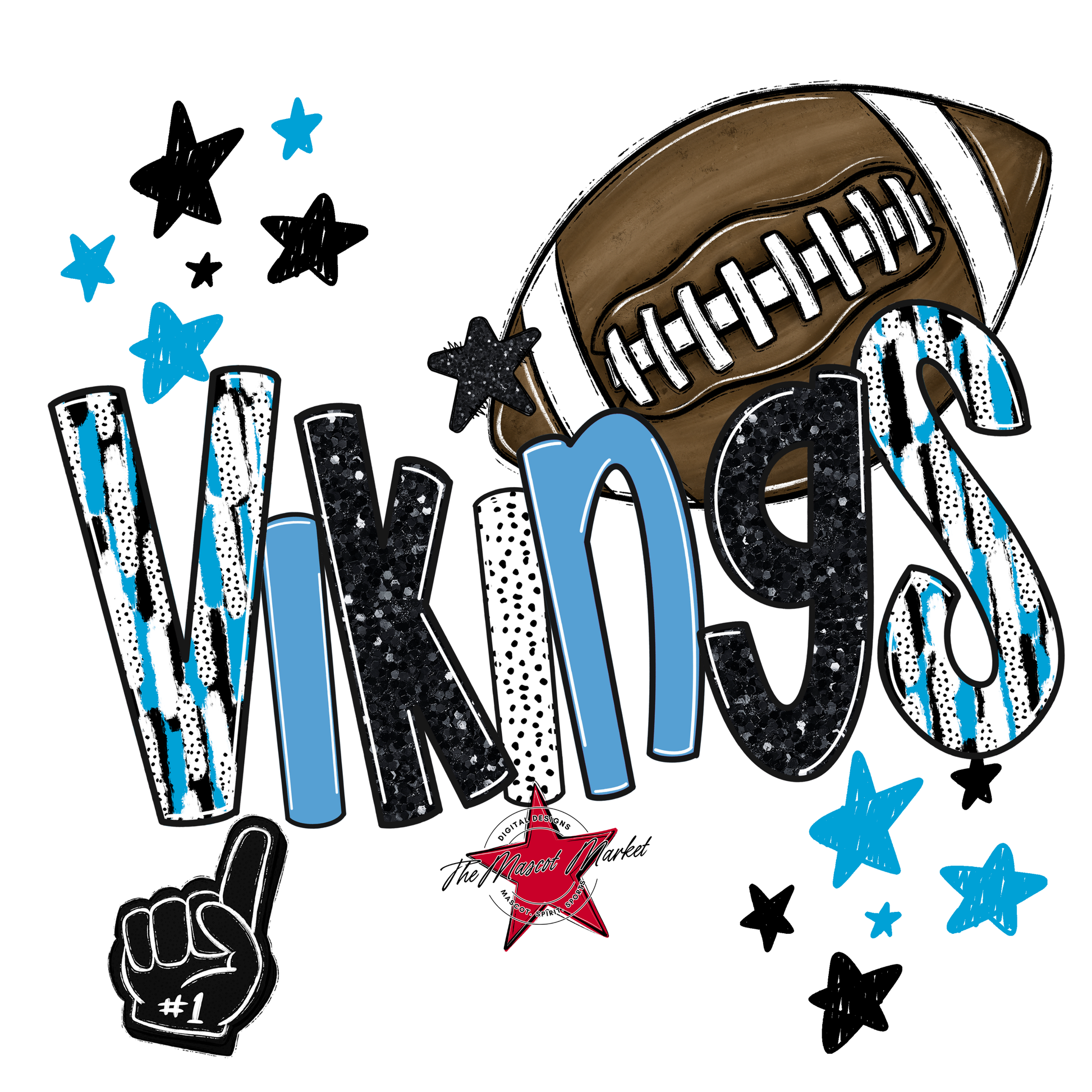 Vikings Football Scrape-Carolina Blue