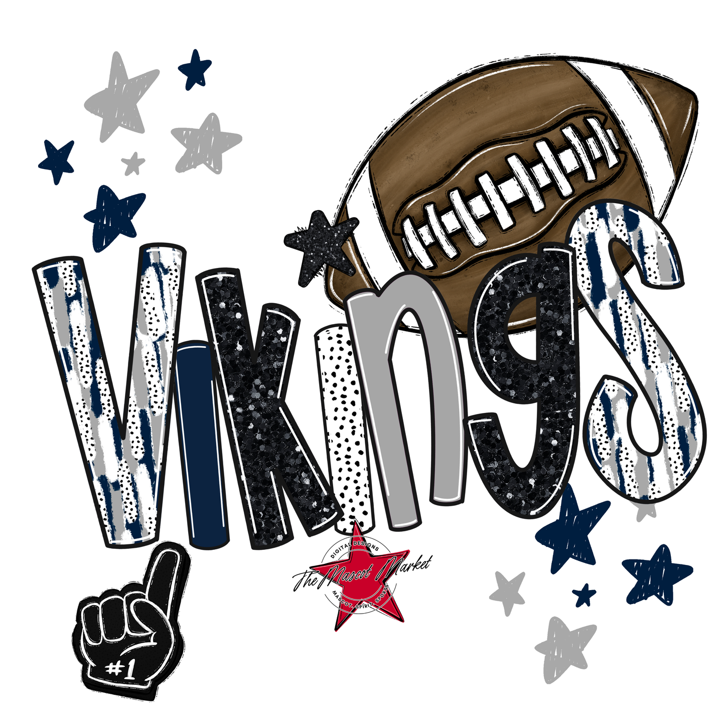 Vikings Football Scrape-Navy-Grey