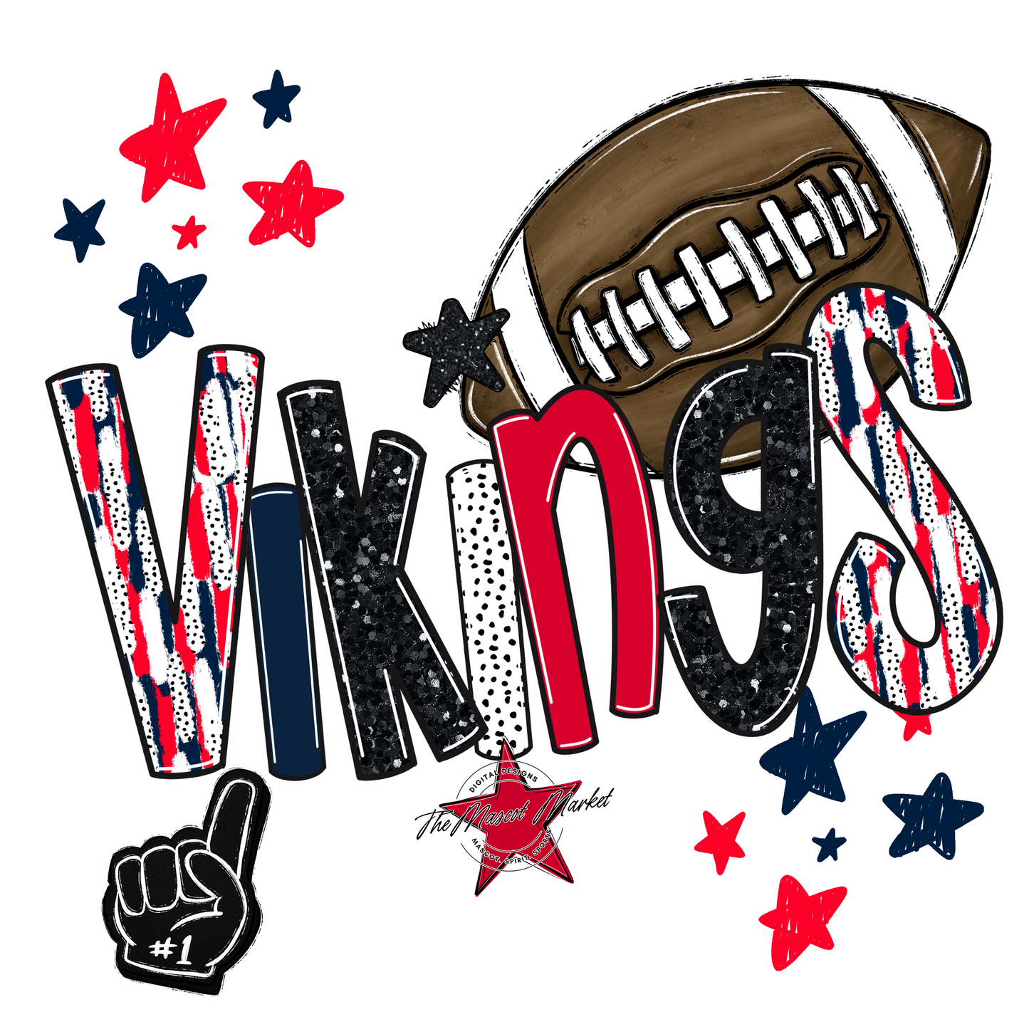 Vikings Football Scrape-Navy-Red