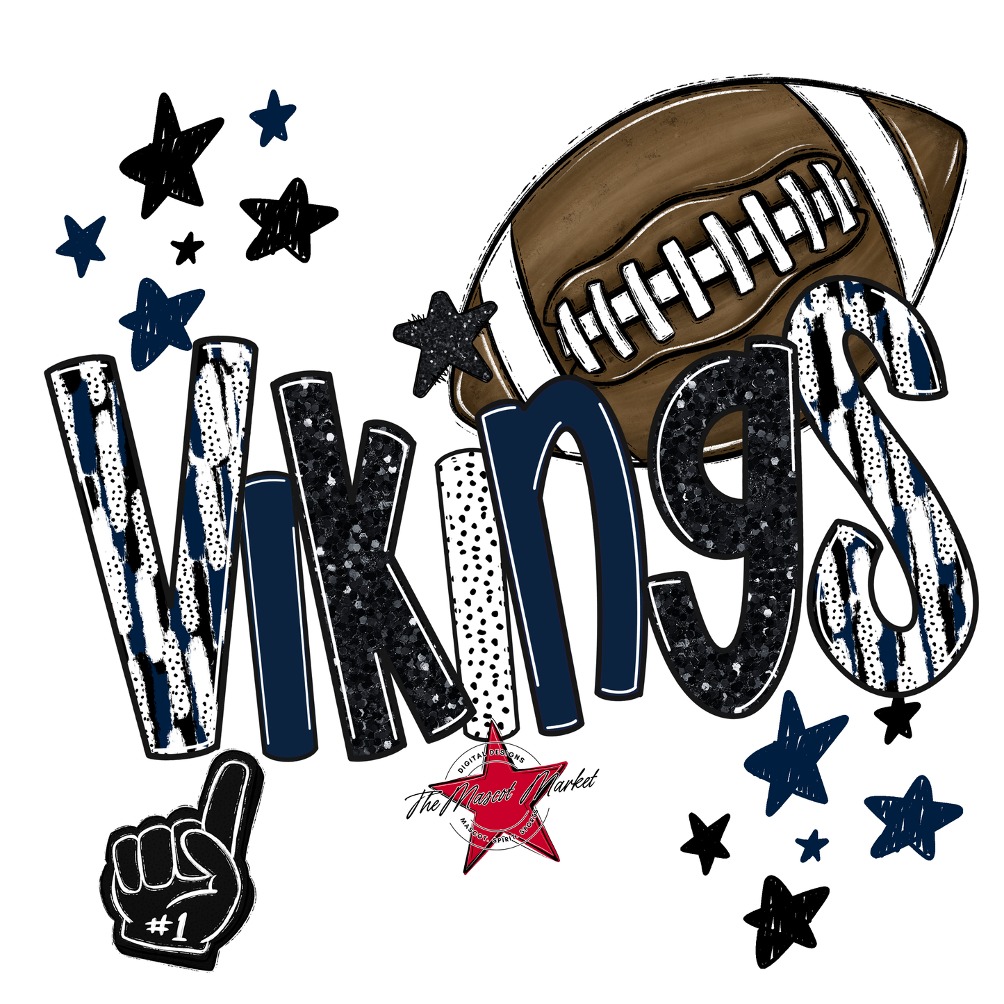 Vikings Football Scrape-Navy