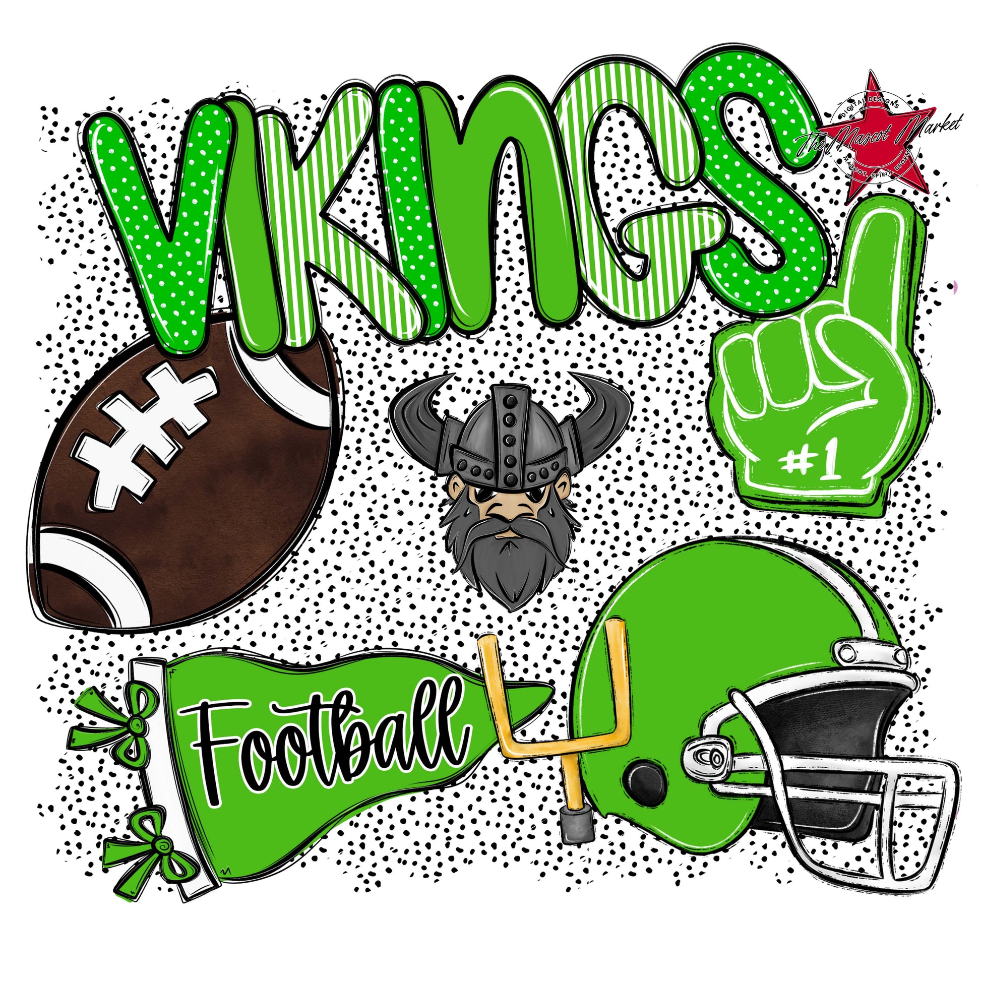 Vikings Football Spirit-Bright Green