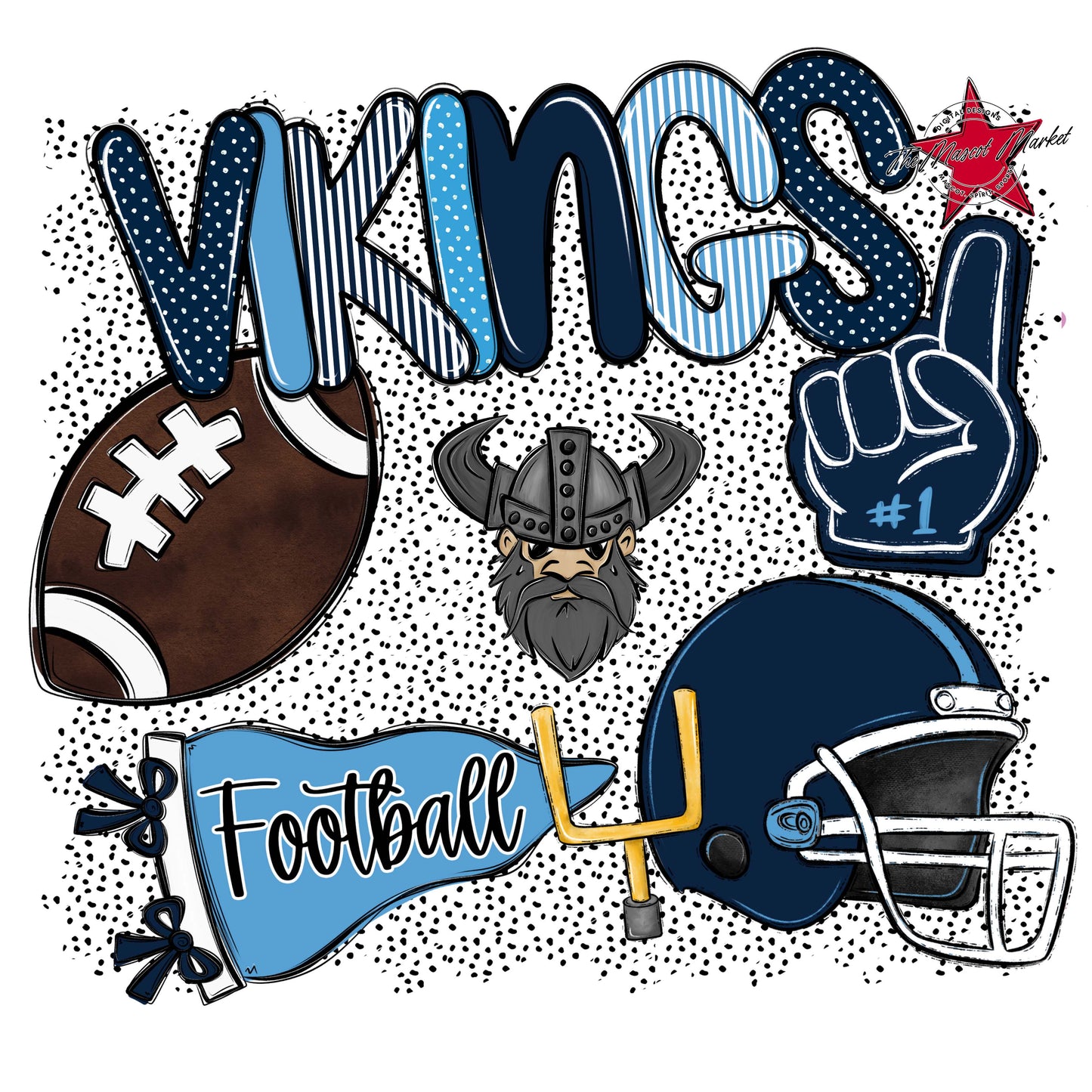 Vikings Football Spirit-Navy & Carolina Blue