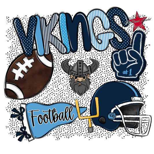 Vikings Football Spirit-Navy & Carolina Blue
