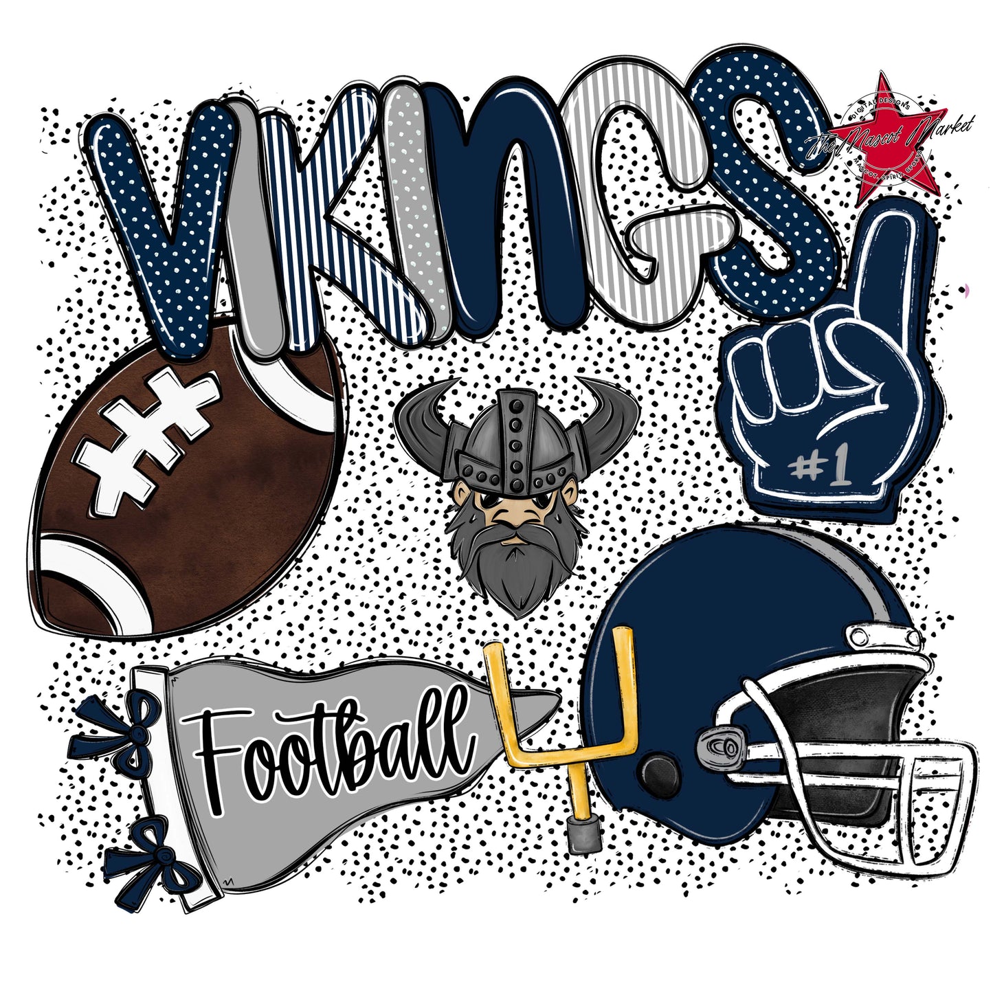 Vikings Football Spirit-Navy & Grey