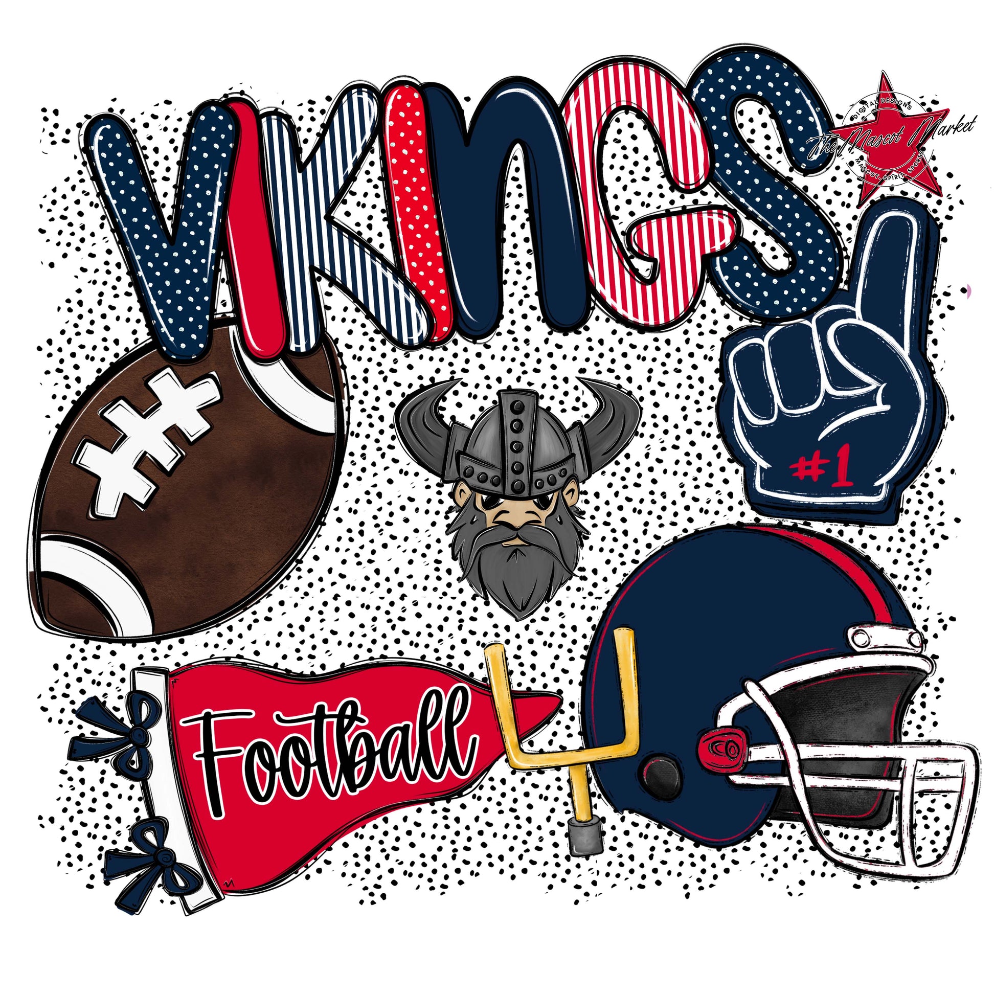 Vikings Football Spirit-Navy & Red