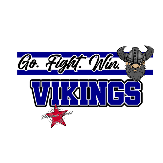 Vikings Go Fight Win Mascot Lines-Blue