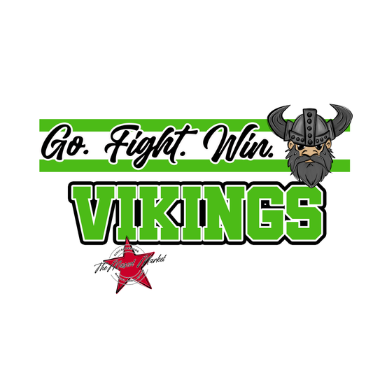 Vikings Go Fight Win Mascot Lines-Bright Green