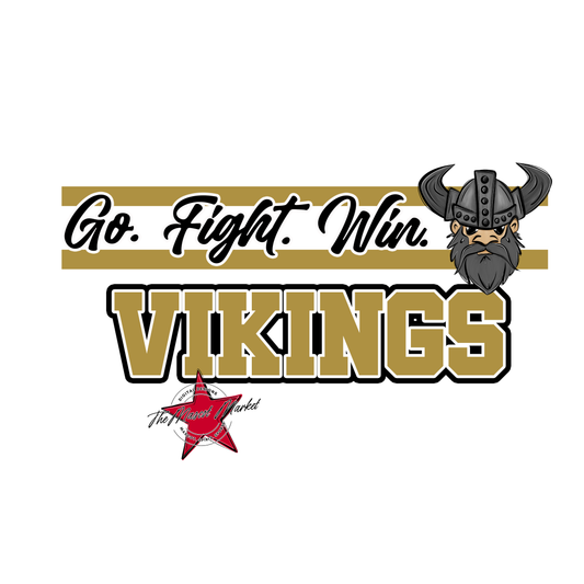 Vikings Go Fight Win Mascot Lines-Gold