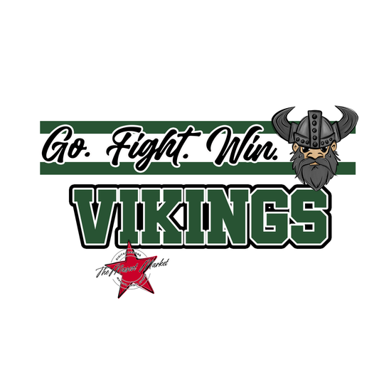Vikings Go Fight Win Mascot Lines-Green