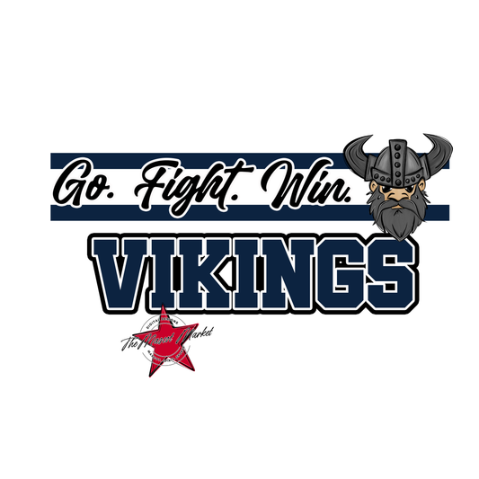 Vikings Go Fight Win Mascot Lines-Navy