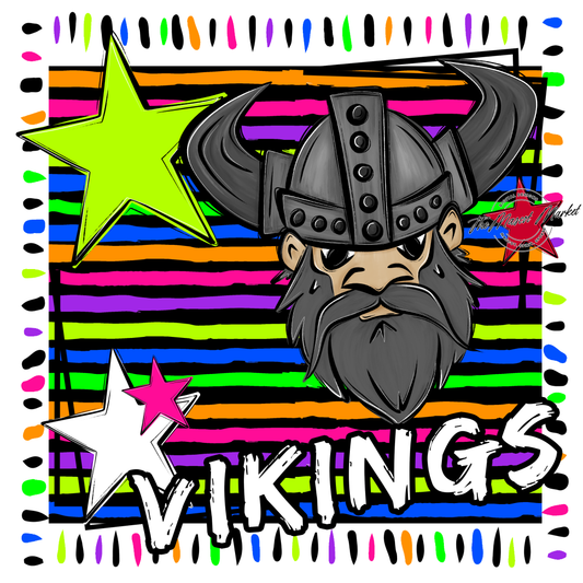 Vikings Mascot Frame-Neon Black