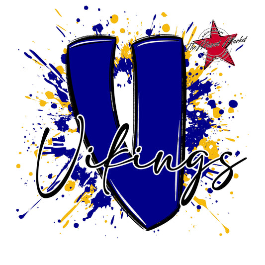 Vikings Mascot Splatter-Blue & Yellow