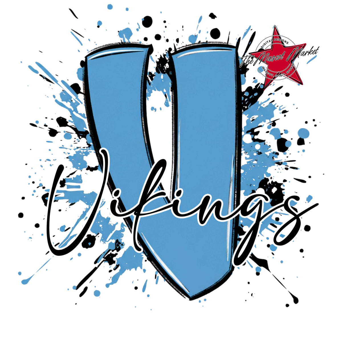 Vikings Mascot Splatter-Carolina Blue