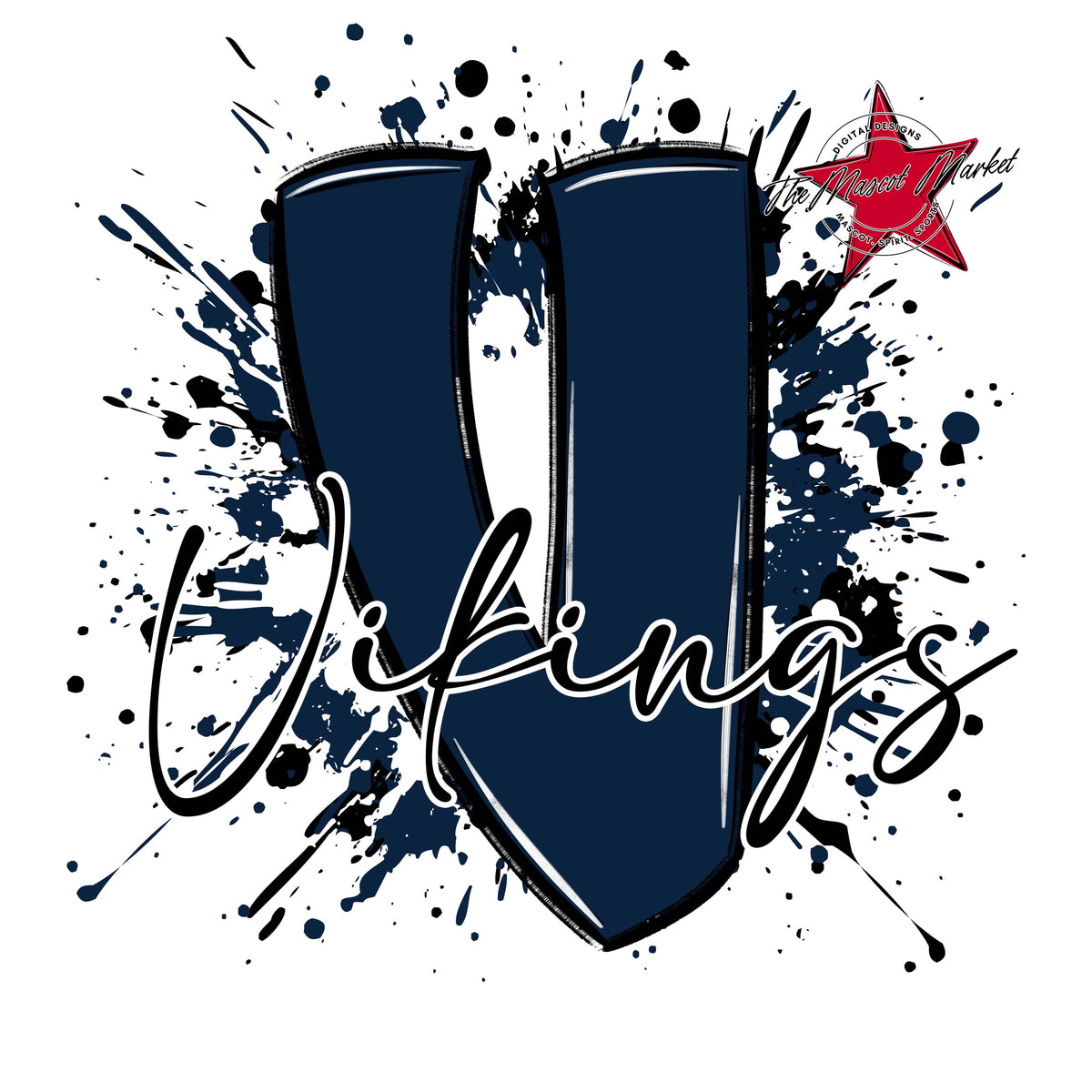 Vikings Mascot Splatter-Navy