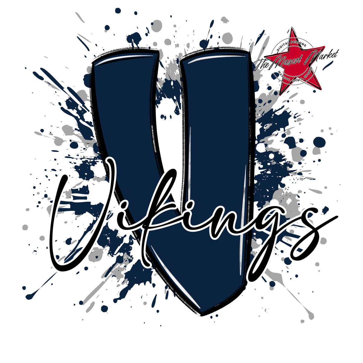 Vikings Mascot Splatter-Navy & Grey