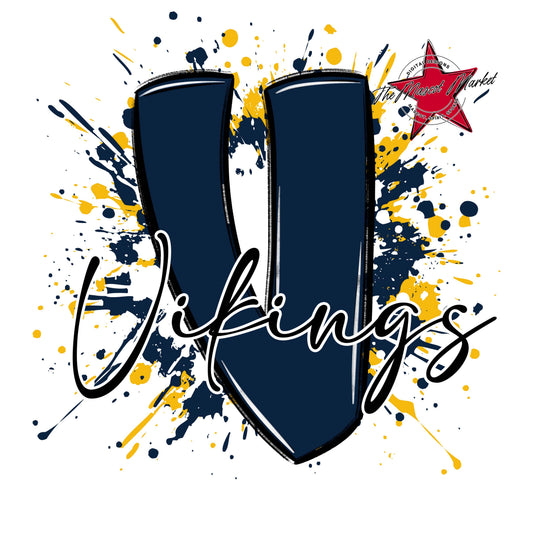 Vikings Mascot Splatter-Navy & Yellow