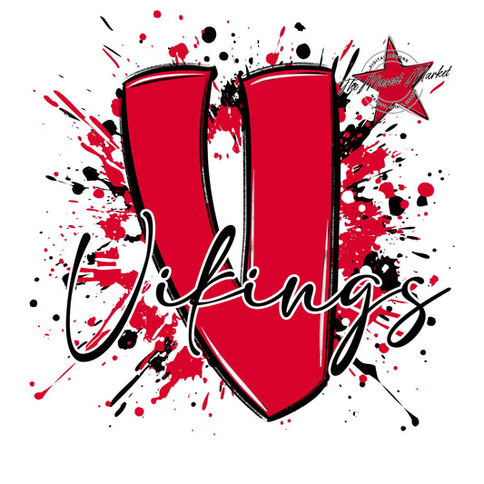 Vikings Mascot Splatter-Red