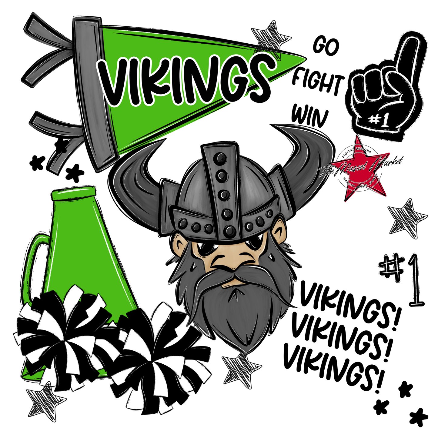 Vikings Spirit Design-Bright Green