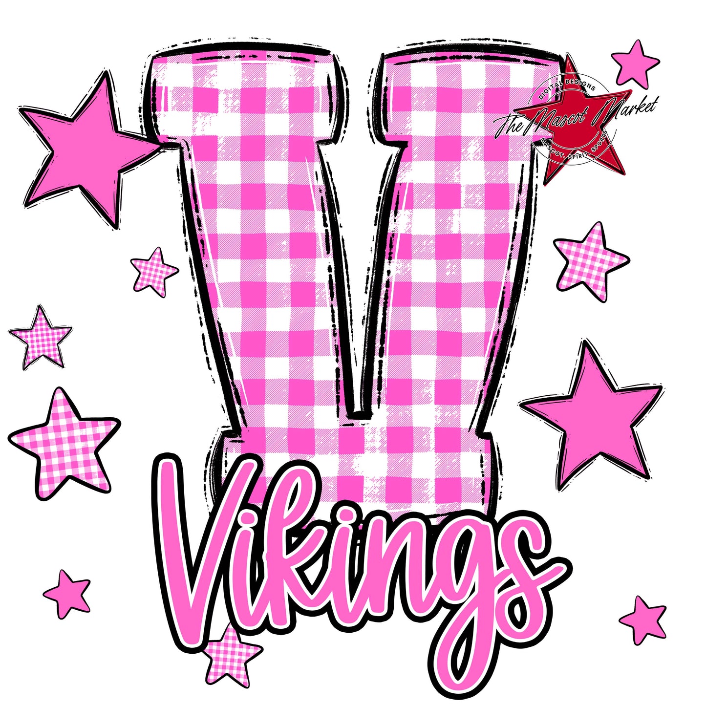 Vikings Plaid Star Design-Baby Pink