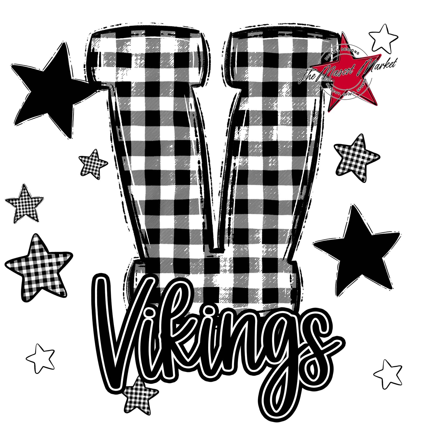Vikings Plaid Star Design-Black