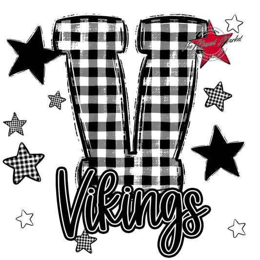 Vikings Plaid Star Design-Black