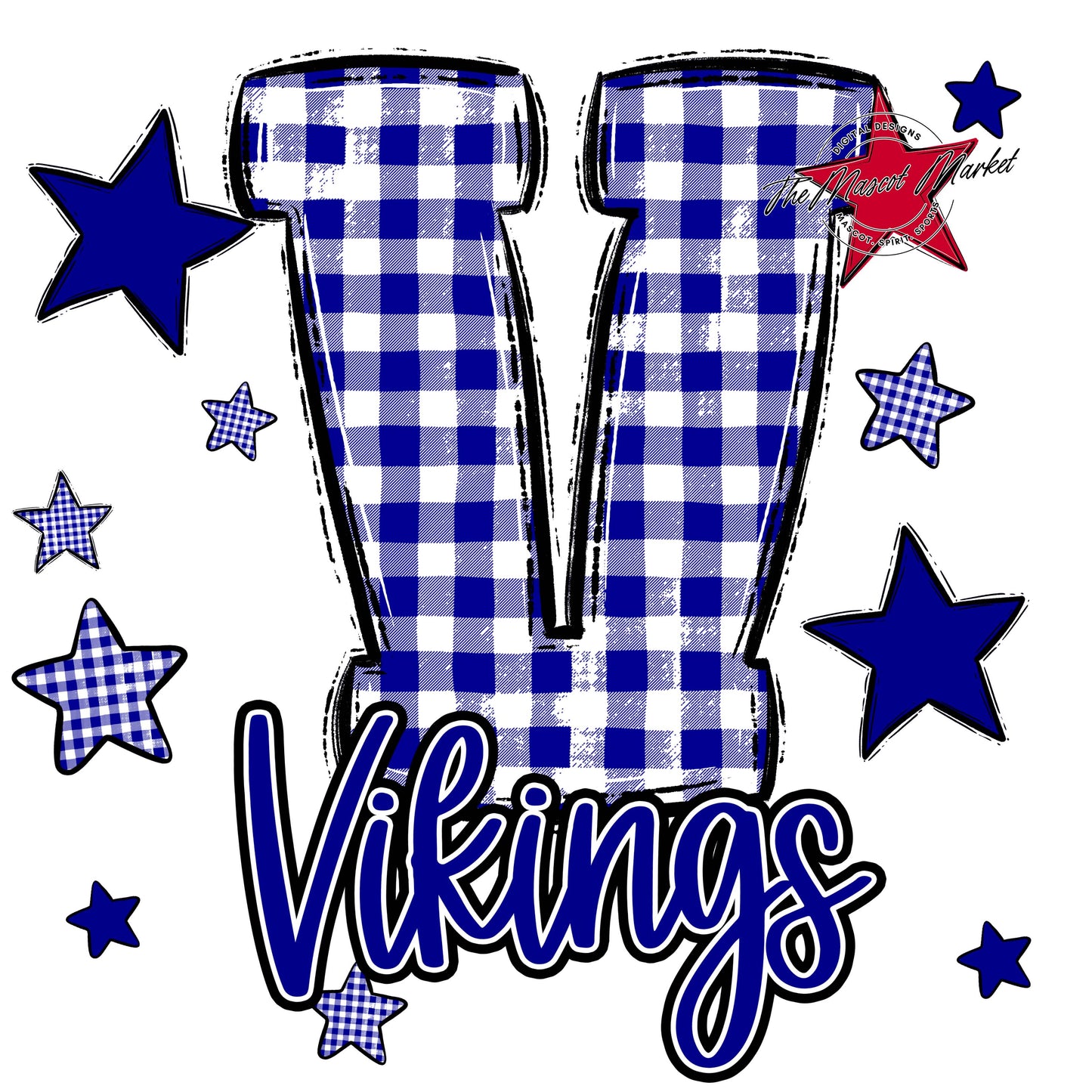 Vikings Plaid Star Design-Blue