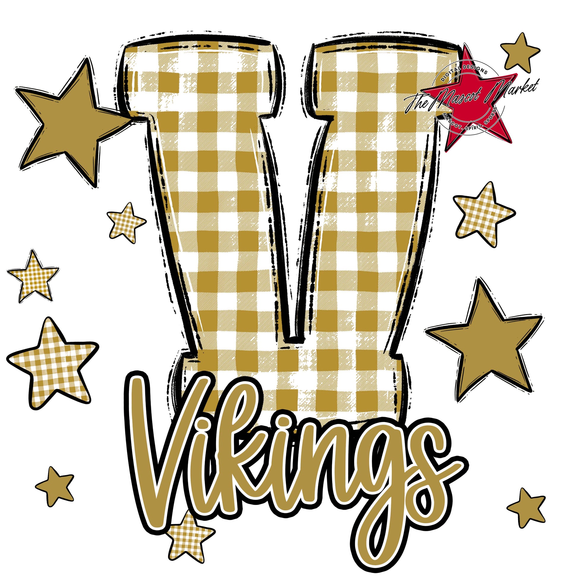 Vikings Plaid Star Design-Gold