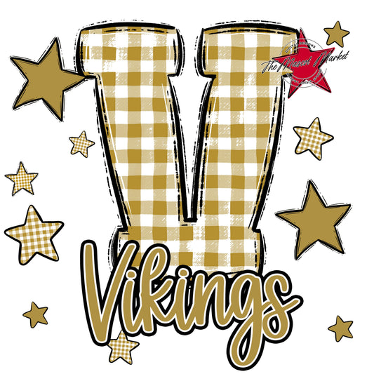Vikings Plaid Star Design-Gold