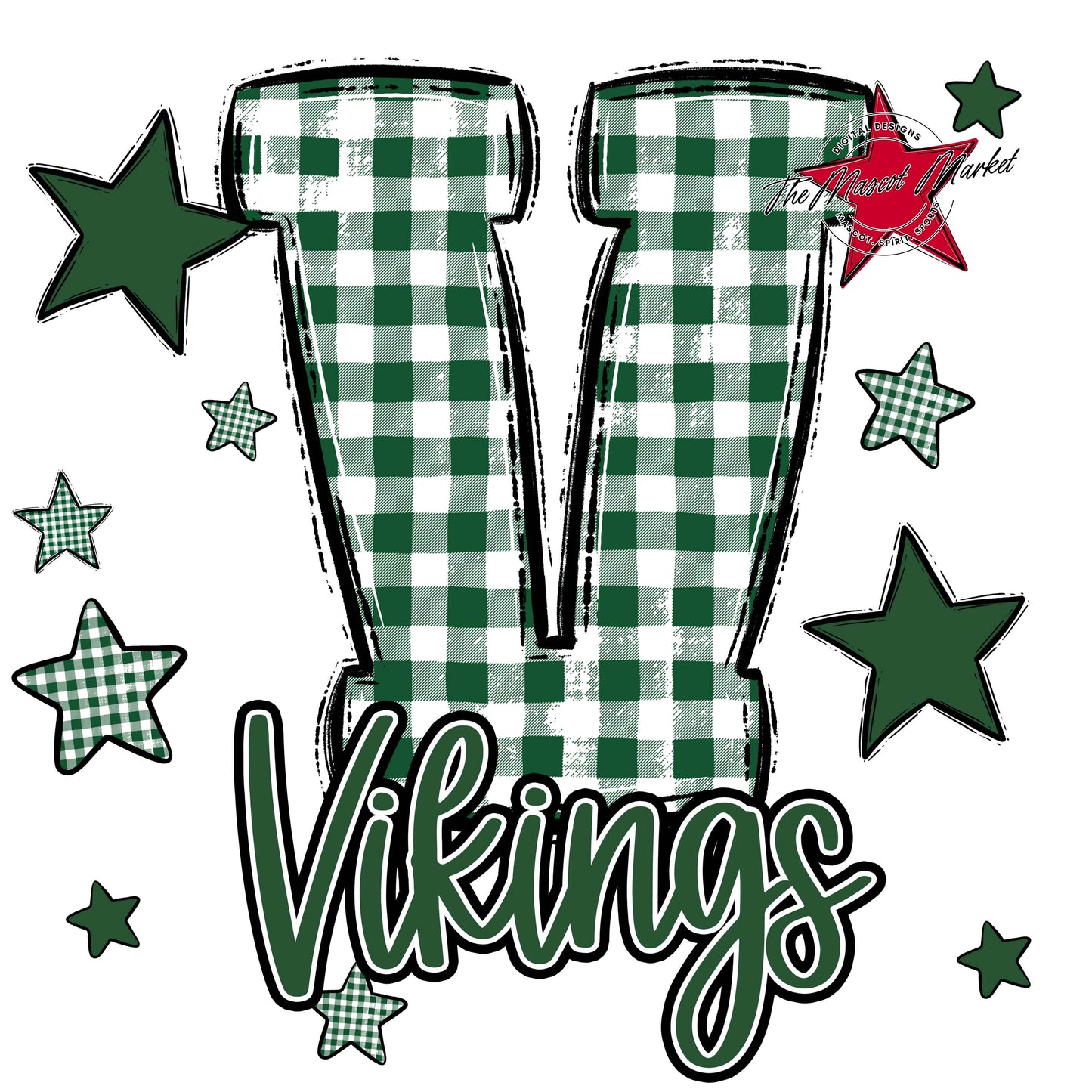 Vikings Plaid Star Design-Green