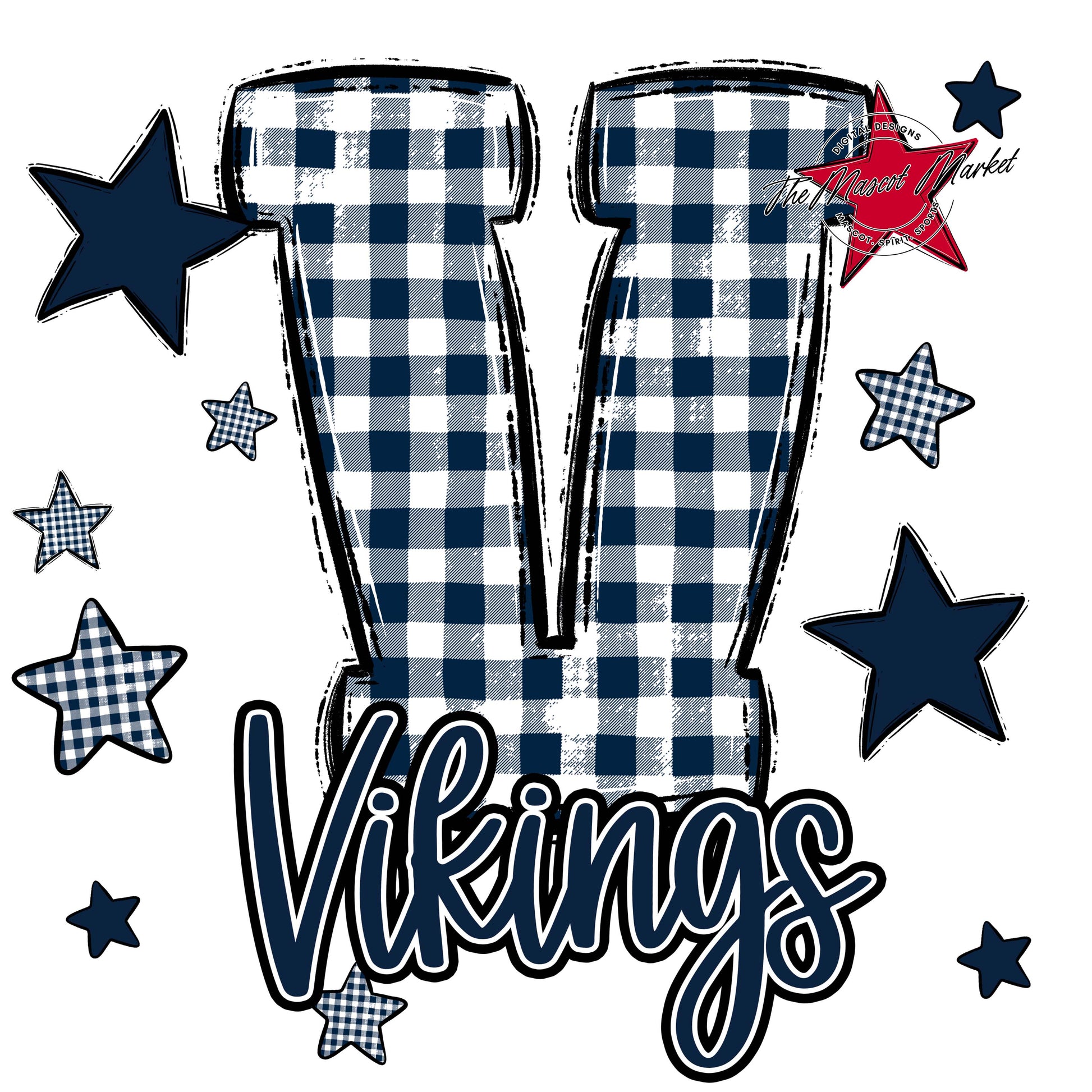 Vikings Plaid Star Design-Navy