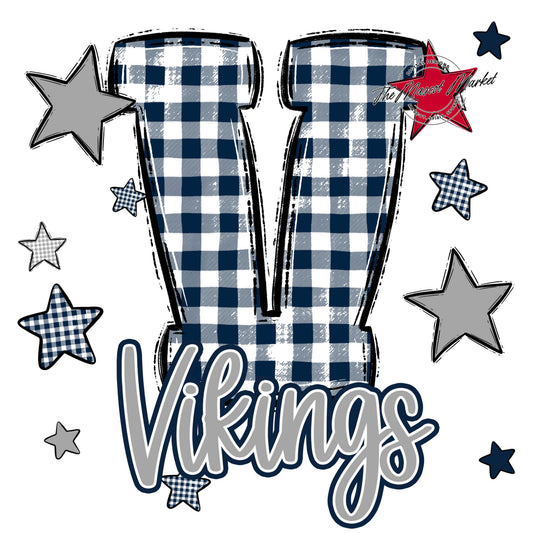 Vikings Plaid Star Design-Navy & Grey