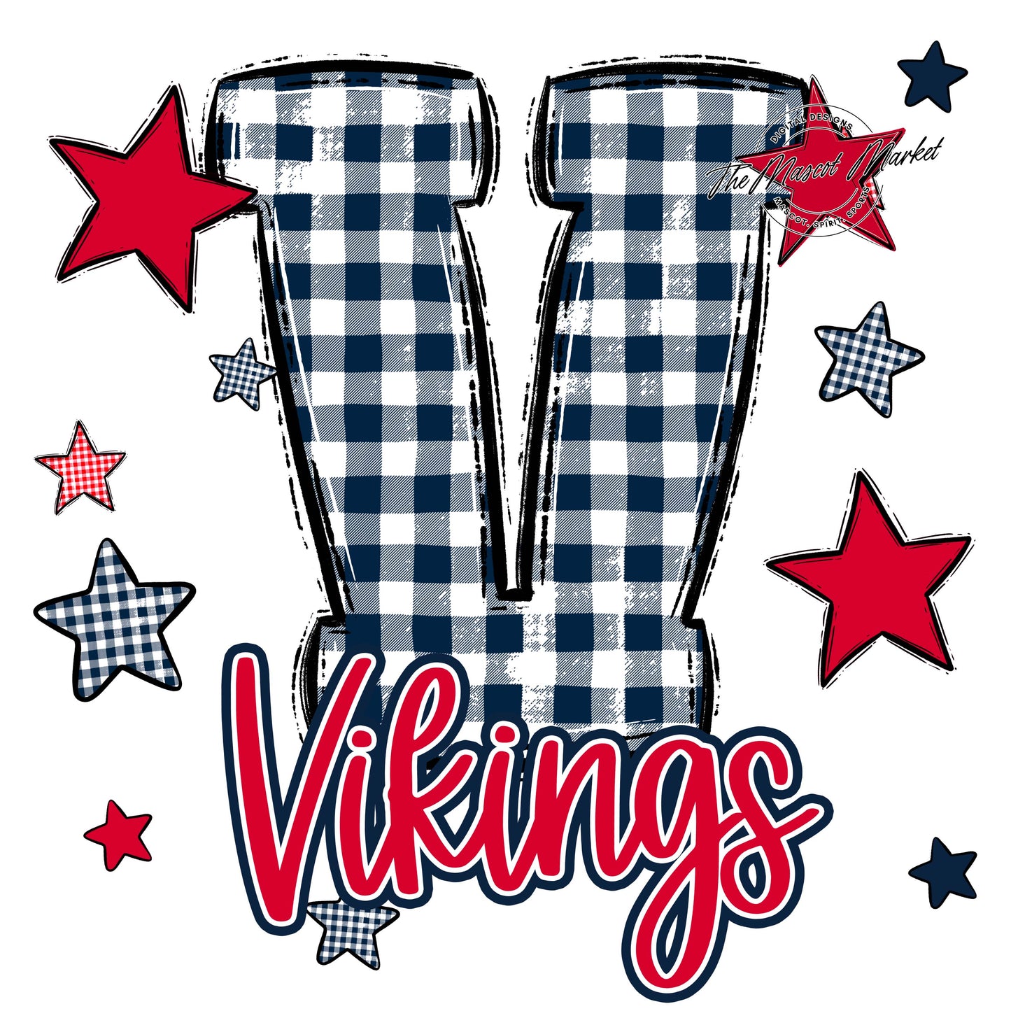 Vikings Plaid Star Design-Navy & Red