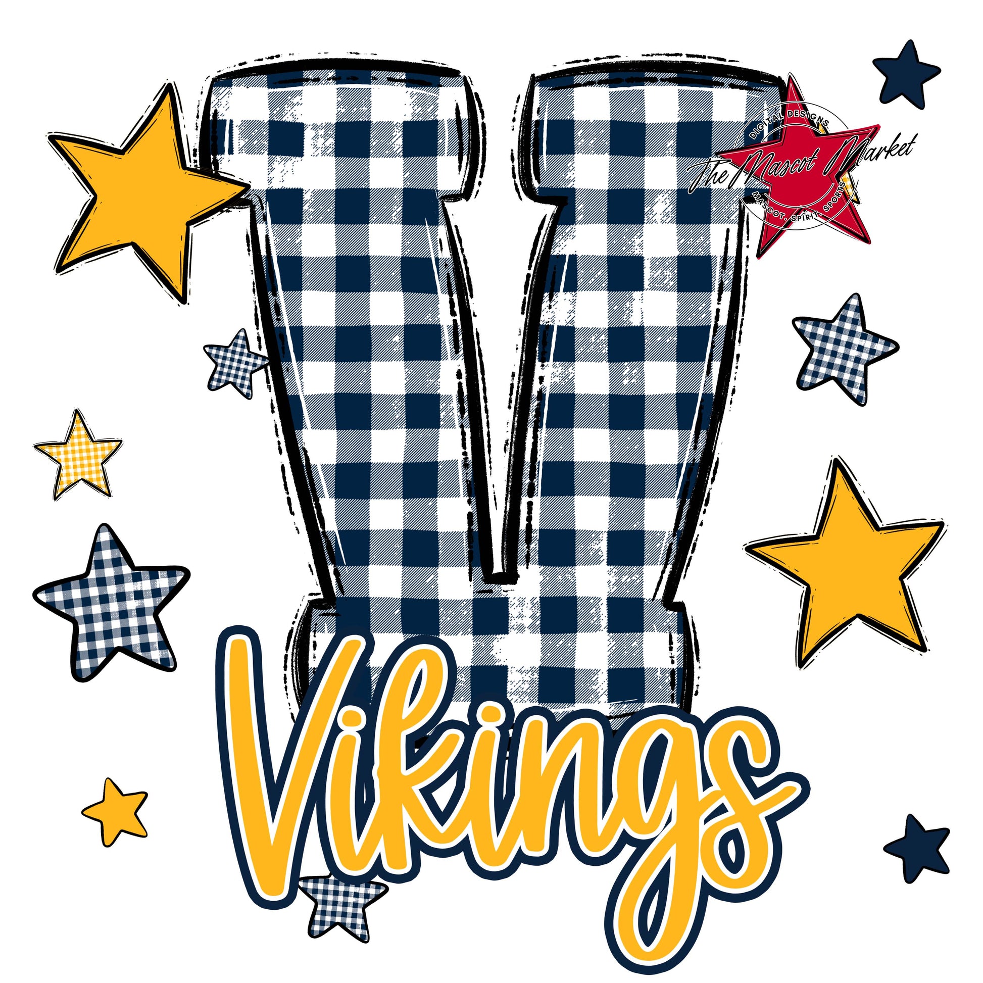 Vikings Plaid Star Design-Navy & Yellow
