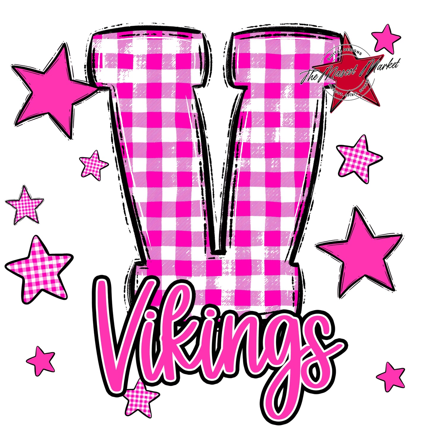 Vikings Plaid Star Design-Pink