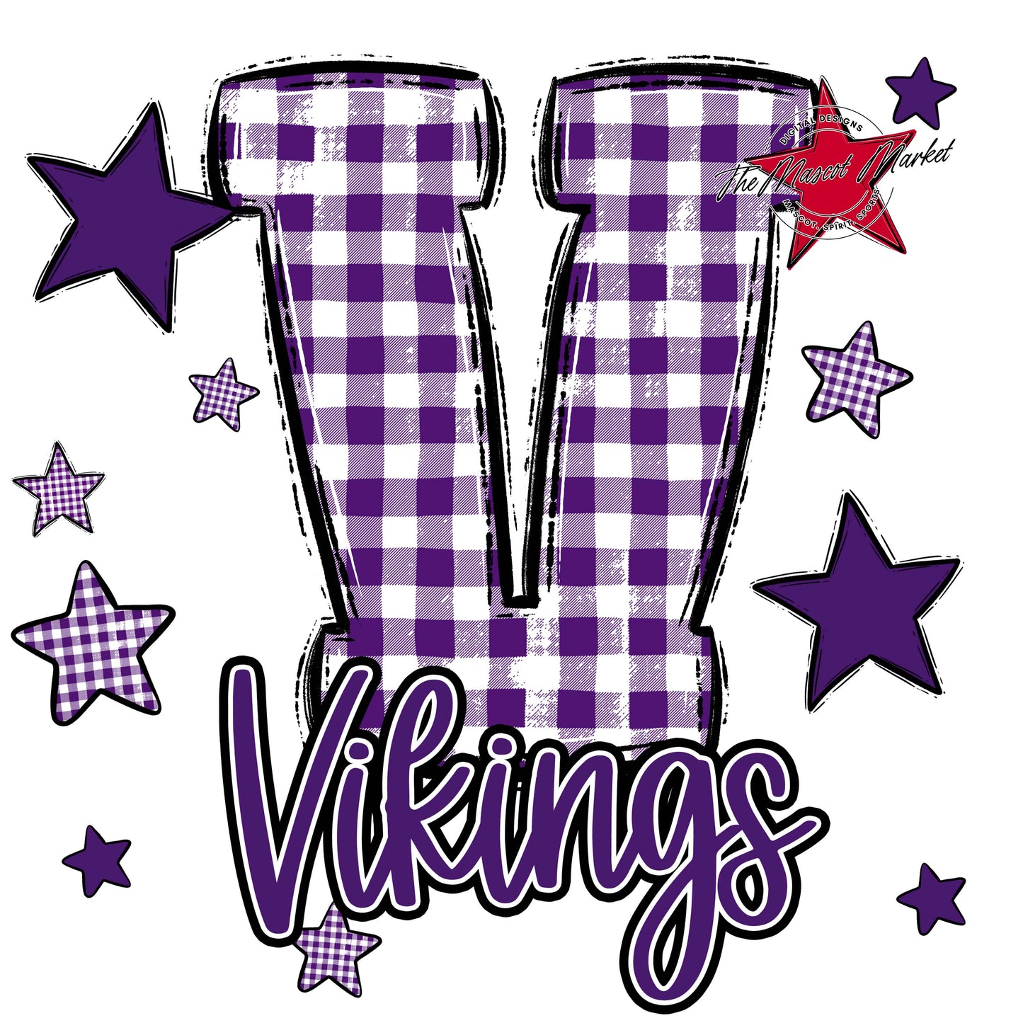 Vikings Plaid Star Design-Purple