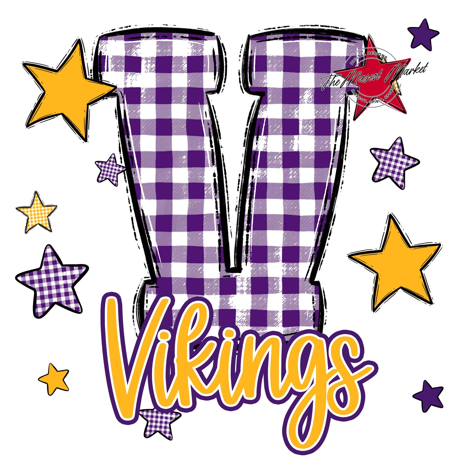 Vikings Plaid Star Design-Purple & Yellow